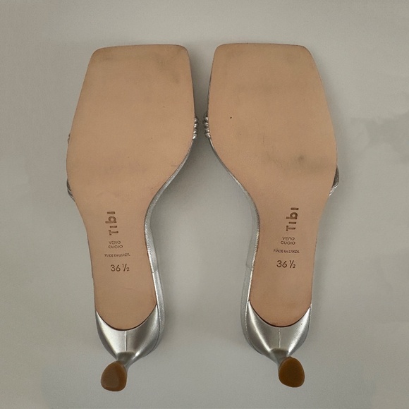 New with box, Tibi silver kitten heel mules - size 36.5 - Picture 2 of 5